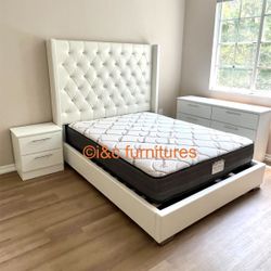 4 Piece Full Size Or Queen Size Or King Size Bedroom Set New In The Box 📦 Same Day Delivery.  Bed Frame Mattress 1 Night Stand Dresser
