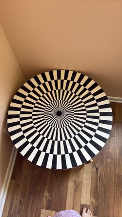 Round Table with Black and White Op-Art Top