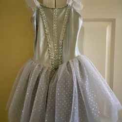 Kids Snow Flake Ballet Costume Dress For 6-8 Years Old 