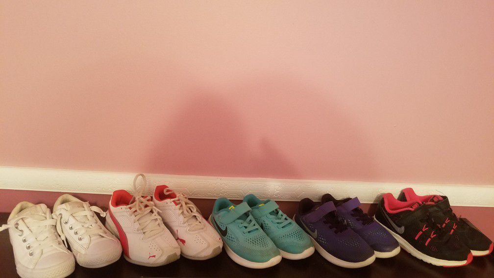 Girls Nike, Puma and Converse size 11 and 11.5