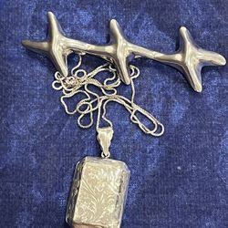 Vintage 925 26" Chain Pin and Locket Estate Lot