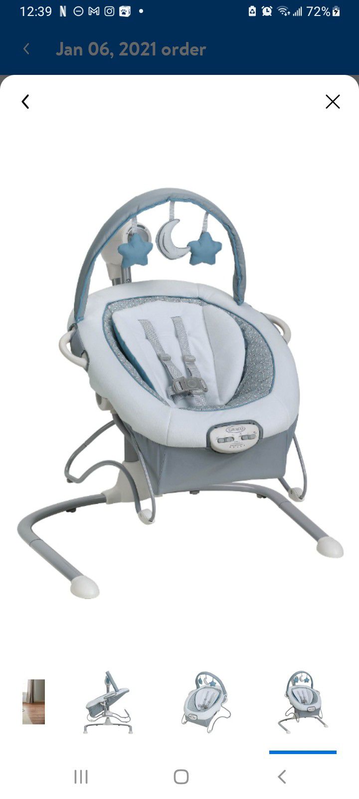 Graco Gray And White Duet Sway XL Baby Swing With Portable Bouncer