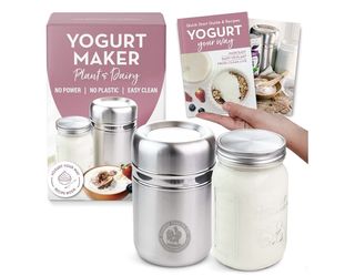 Stainless Steel Yogurt Maker with 1 Quart Glass Jar