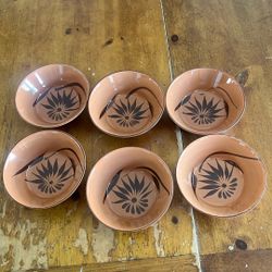 6 Pottery Plates Made In Mexico 