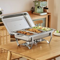 10 Quart 3-Pan Stainless Steel Rectangle Chafing Dish Buffet Catering Warmer
