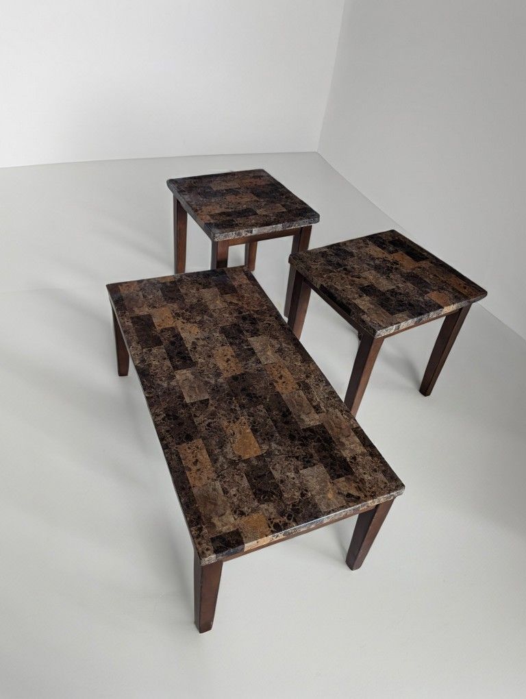Brown Faux Marble Table Set