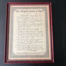 framed reproduction The Original Rules of Golf 1745 vintage gift man cave office