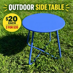 Patio Outdoor Side Table Waterproof Round Metal Steel Small Side Table Weather Resistant Portable Outdoor and Indoor End Table for Garden Balcony Yard