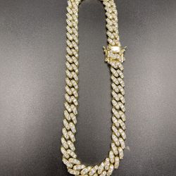 Cuban Ice Link Chain Brass Over Gold