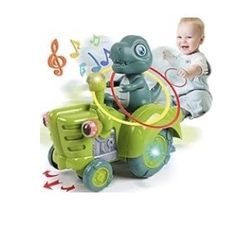  Dinosaur Car, 2.4GHz Monster Trucks for Boys Girls with Light & Music, Dinosaur Toys Gift for Kids Boys Girls 1 2 3 4 5 6, All Terrain RC Cars for To