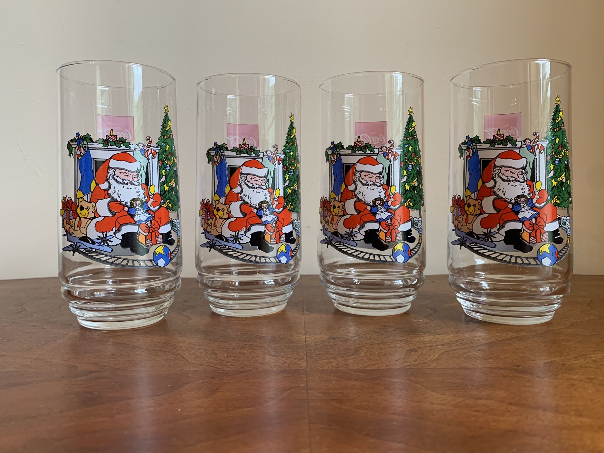 Coca Cola Christmas Tumblers Set Of 4 about 5.75” tall