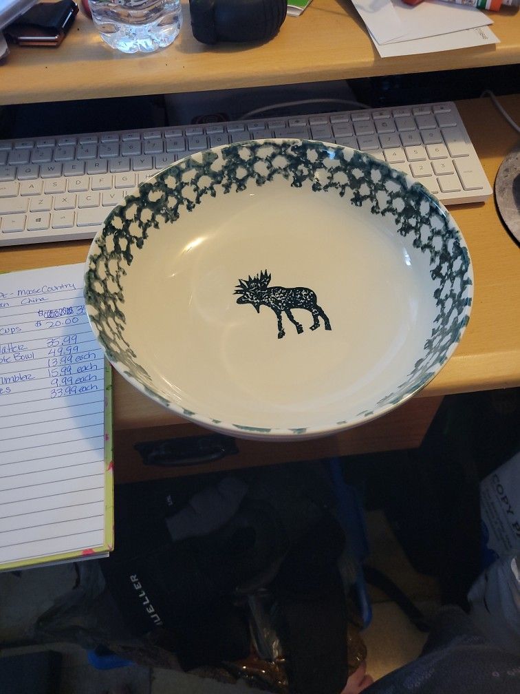 Vintage Folk Craft Moose Country By Tienshan 9" Vegetable Bowl