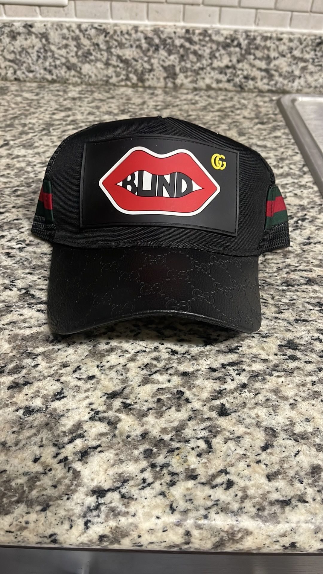 Gucci Black Trucker Cap with Red and Green Accents