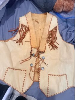 Vintage Leather Western Vest With Buffalo Nickel Buttons