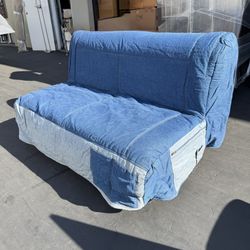 IKEA LYCKSELE LÖVAS Full Size Sleeper Sofa Futon with Denim Cover Very Clean and Excellent Condition
