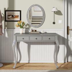 Astrid 41" Makeup Vanity Table with 3 Drawers and Oval Mirror