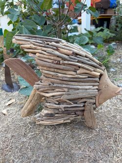Handmade Coastal Driftwood Fish Sculpture / Home Decor