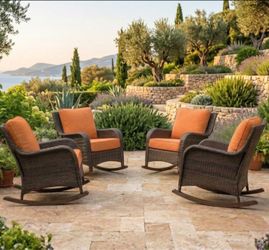Four piece patio rocking chairs outdoor patio rockers patio furniture set brand new ☑️🚚🛺🆕