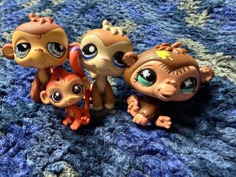 Authentic Hasbro Littlest Pet Shop Monkey Lot (4 Pets) - #485, #946, #663