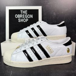 ADIDAS BAPE SUPERSTAR VINTAGE WHITE BLACK WOMENS SHOES SIZE 7 NEW