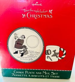 Hallmark Twas the Night Before Christmas Cookie Plate and Mug Set