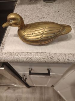 Large Vintage Brass Duck Figurine