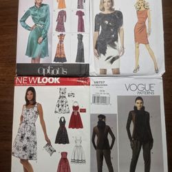 New Look, Butterick, Vogue Patterns Size 8-16