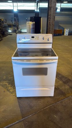 White glass top stove