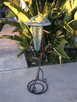 Wrought Iron stand with glass flower vase