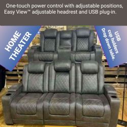 Power Reclining Sofa with Storage And Cupholders💧$49 Pay Easily 