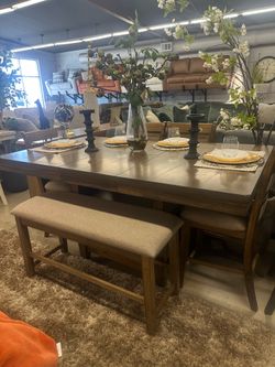 6PC brown wood dining set
