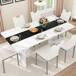 70.9" Large Kitchen Dining Room Table for 6-8 People, Rectangular Wooden Kitchen Table with Heavy Duty Legs, Modern Dinner Furniture Last Forever, Woo