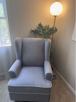 Eddie Bauer Upholstered Wingback Swivel Glider, Grey Rocking chair