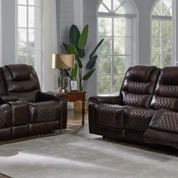 New Recliner Sofa And Loveseat With Genuine Leather And Power Recliners Wow