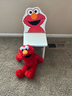 Elmo wooden toddler chair & Elmo stuffed animal