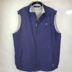 New Peter Millar Crown Crafted Vest Mens Large Stealth Light Quilt Blue Golf Pockets