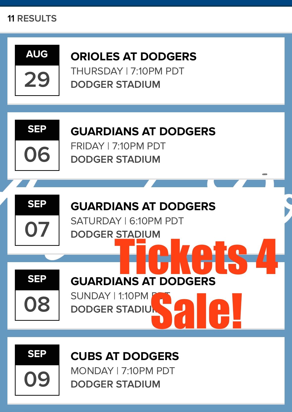 Dodger tickets For sale