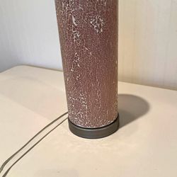 PINK CRACKLE LAMP WITH SILVER ACCENT