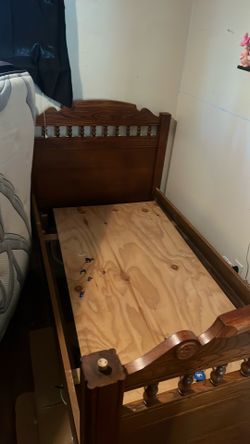 Solid oak twin size bed frame
