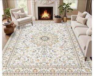 Large Persian-Style Floral Area Rug 5x7
