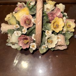 Vintage Porcelain Floral Basket – Capodimonte Style