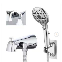 5.31 in. Lift-Up Diverter Tub Spout with 6-Spray Handheld Shower in Chrome (27)