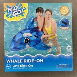 H2O Go Inflatable BLUE WHALE RIDE-ON 62 x 37 Inches.