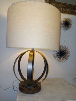 Brass orb lamp with shade