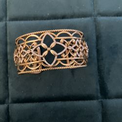 Reduced Price, Gold Bangle Bracelet With Brown Diamonds