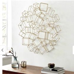 Gold Giselle Geometric Cubes metal Wall Art
