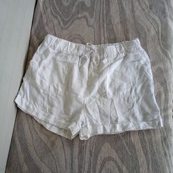 Velvet Heart  Womens Sz Large White Tencel Elastic Waist Comfort Shorts