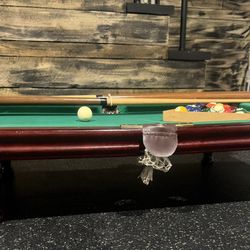 Vintage Wooden Miniature Pocket Pool Table Set.