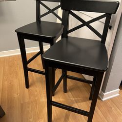 Wood stools (pair)