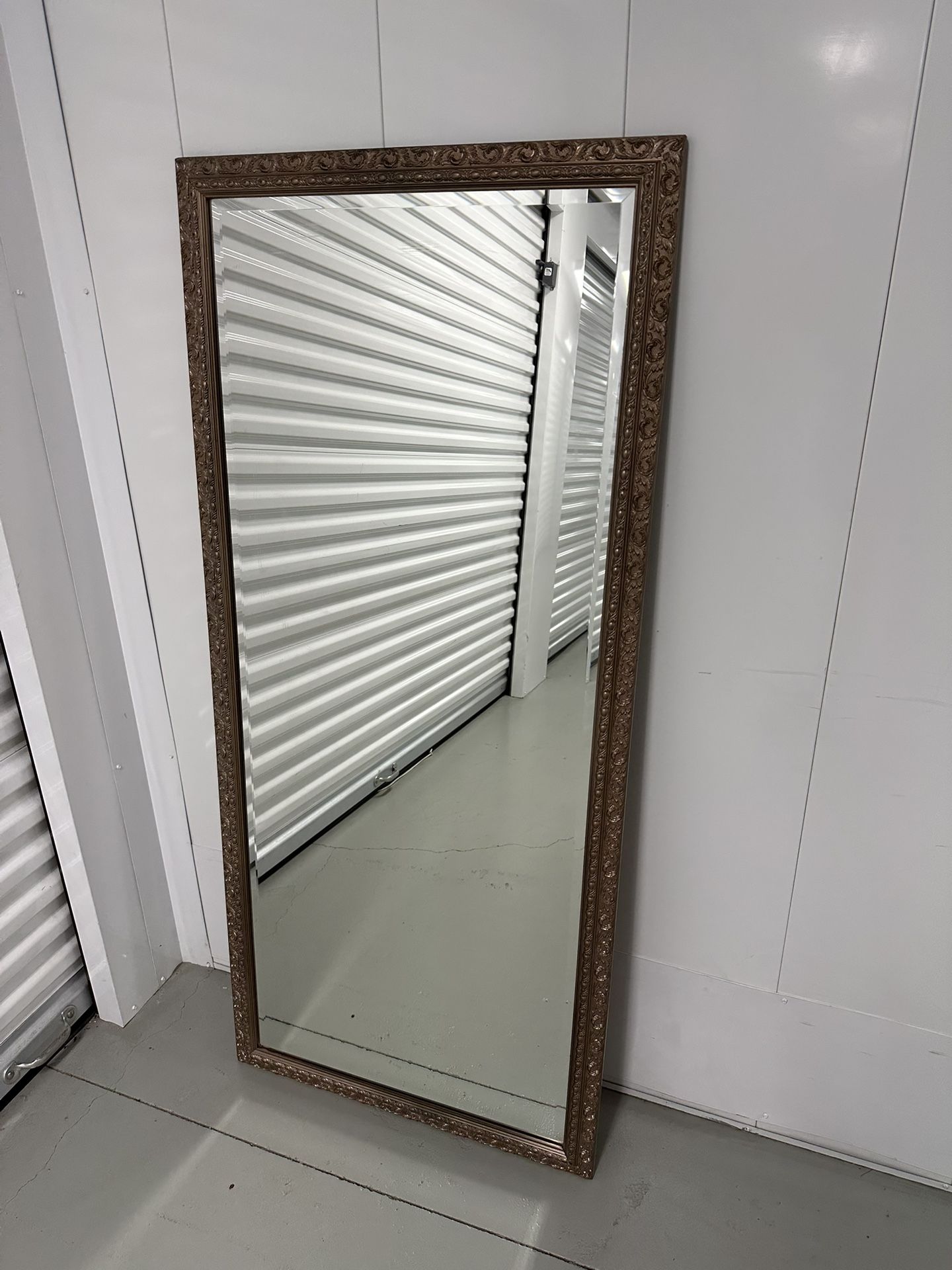 Large Ornate Vintage Gold Framed Beveled Mirror - 60” x 27”